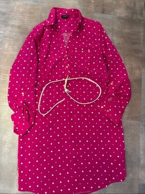 The Limited Hot Pink Polka Dot Mini Shirt Dress